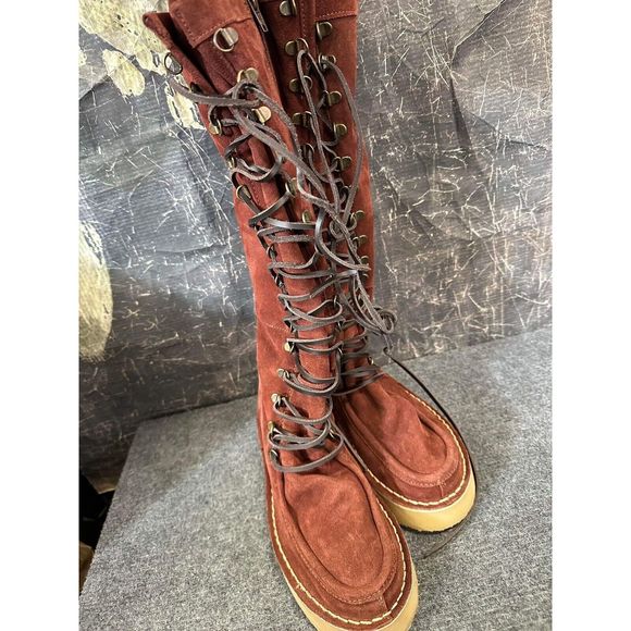 Free People Ava Tall Lace Up Boots Size 37 - Picture 2 of 7